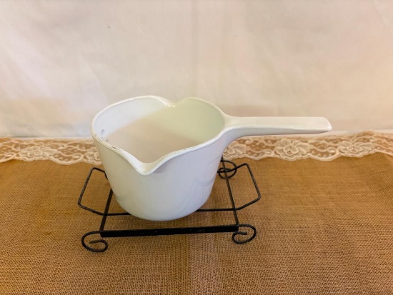 CORNING WARE M-68-B ONE QUART POT WITH SQUARE HOLDER