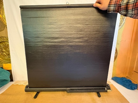 VINTAGE DA-LITE PULL DOWN PROJECTOR SCREEN WITH HANDLE, 1 1/2" WIDTH