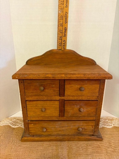 WOODEN SPICE BOX /5 DRAWERS 5 3/4"D X 13 3/8"W X 14 1/8"H