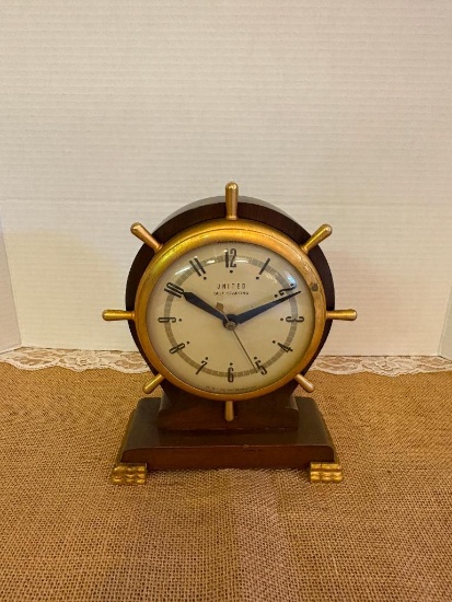 UNITED CORP "SHIPS WHEEL" CLOCK CIRCA 1965