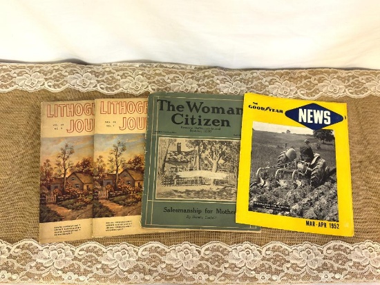 (2) THE GOOD YEAR NEW MAGAZINES 1950S, THE WOMAN CITIZEN 1925 MAGAZINE (2) LITHOGRAPHERS