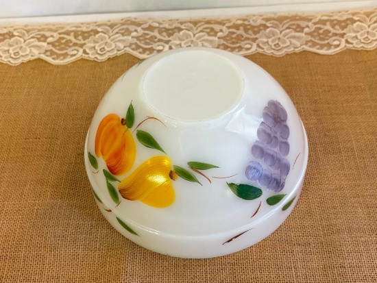 VINTAGE ANCHOR HOCKING FIRE KING GAY FAD MILK GLASS MIXING BOWL, 8 5/8" DIAMETER X 4 1/4"H, WITH