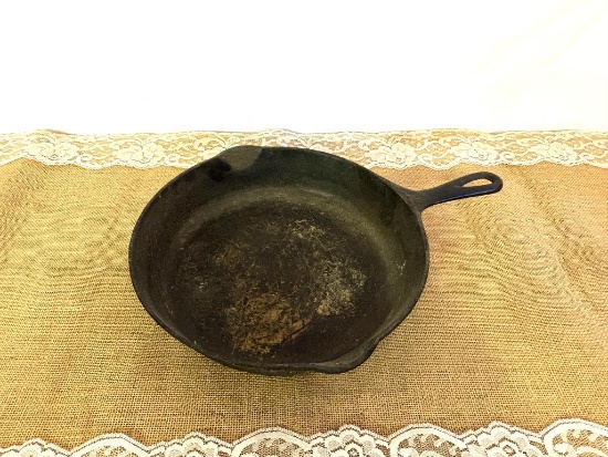 LARGE GRISWOLD # CAST IRON FRYING PAN, APPROX 10.5" ACROSS