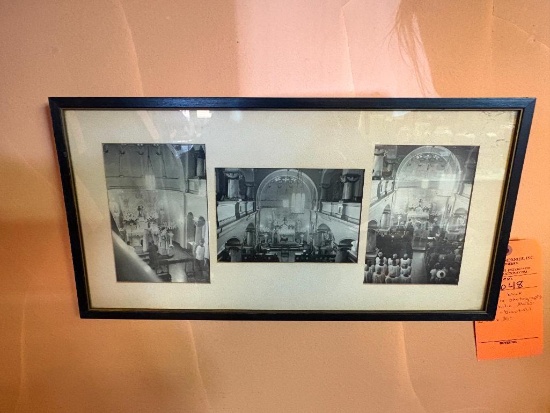 FRAMED BLACK AND WHITE PHOTOGRAPHS OF CATHOLIC MASS, UNIQUE, BEAUTIFUL 10.25" X 20"