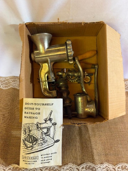 BOX W/SAUSAGE GRINDER & ATTACHMENTS