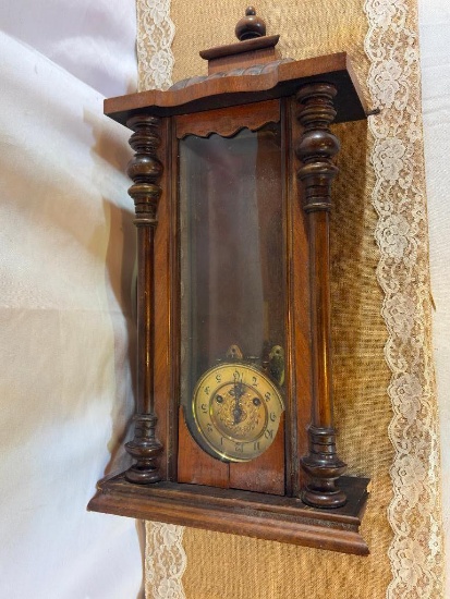 ANTIQUE NON-WORKING WALL CLOCK- SOME WOODEN PIECES MISSING