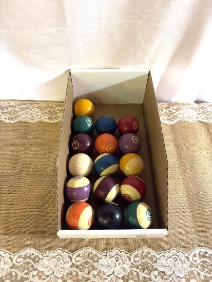 BOX OF BILLIARDS BALLS