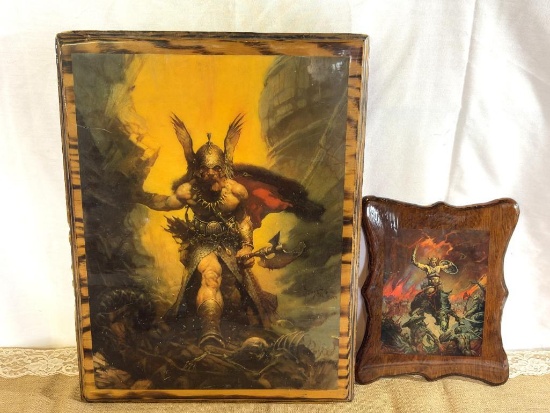 FANTASY ART BY FRANK FRAZETTA "DARK KINGDOM" VINTAGE 1976 14"H X 18"W AND