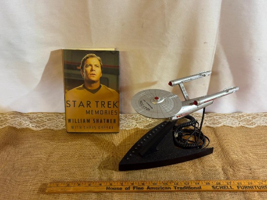 VINTAGE STAR TREK U.S.S. ENTERPRISE NCC-1701 STARSHIP TELEPHONE AND "STAR TREK MEMORIES"