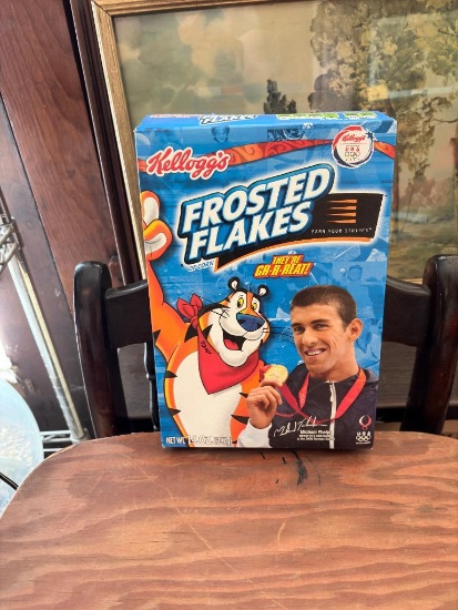 2008 OLYMPIC GAMES MICHAEL PHELPS KELLOGGS FROSTED FLAKES CEREAL BOX- BOX ONLY, AND