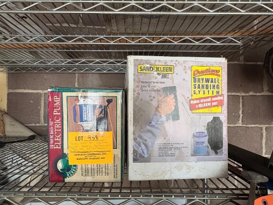 SAND & KLEEN JR DUSTLESS DRYWALL SANDING SYSTEM, NEW IN BOX, AND 120V ELECTRIC PUMP BY OZARK TRAIL