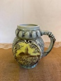 ANTIQUE GERMAN PORCELAIN BEER MUG RELIEF PITCHER