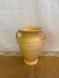 1940's ABINGDON POTTERY PINK/PEACH VASE WITH HANDLES 9 3/4