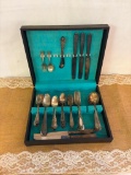 WINTER WONDERLAND SNOWFLAKE PATTERN SILVERWARE SET (6) EACH WITH CHILD'S SPOON AND FORKS,
