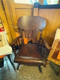 ANTIQUE COTL ROCKING CHAIR, VICTORIAN, EARLY 1900S, BACK IS 38 1/2