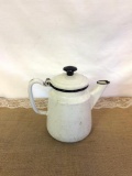 ANTIQUE ENAMEL COFFEE POT, APPROX 8.5