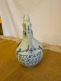 VINTAGE WYNAND FOCKINK GENEVER OR GIN BOTTLE, CERAMIC WITH BLUE & WHITE COLORING,