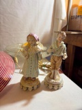 SWEET PAIR OF MATCHING NIGHT LIGHTS: GIRL HOLDING KITTEN AND BOY HOLDING A FISH, APPROX 9
