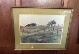 NICE VINTAGE COUNTRYSIDE FRAMED AND MATTED PRINT 25.5