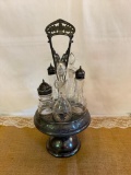 ANTIQUE VICTORIAN DERBY SILVER PLATED CRUET SET, APPROX 16