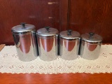 VINTAGE MID CENTURY PANTRY QUEEN SS CANISTER SET (4) PIECES