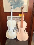 (2) UNFINISHED VIOLINS, WHITE VIOLING POSSIBLY MADE BY JOSEPH STAINER