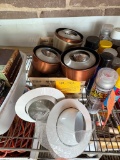 LOT OF CEILING LIGHT FIXTURES, 2 8' WHITE, 3 BRONZE 5.5