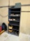 GREY METAL CABINET, (MISSING DOORS), 18
