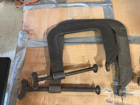 (2) C-CLAMPS, 12"D X 8" OPENING, AND 6"D X 6" OPENING