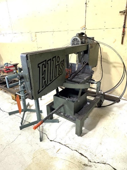 (2011) ELLIS HORIZONTAL BAND SAW, MODEL: 1600, S/N: 16111310, 1" BLADE, STOCK CLAMP, STOCK STANDS,