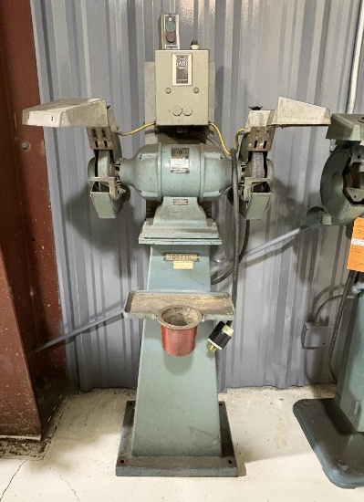 QUEEN CITY DOUBLE END PEDESTAL GRINDER, MODEL: 1P, 1/2 HP, 3-PH, 3450 R.P.M., AMPS 1.6/.8