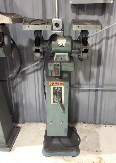 ROCKWELL DOUBLE END PEDESTAL GRINDER, MODEL: 23-203, 1/2 H.P., 208/220/440V, 3450/2850 R.P.M., 60...