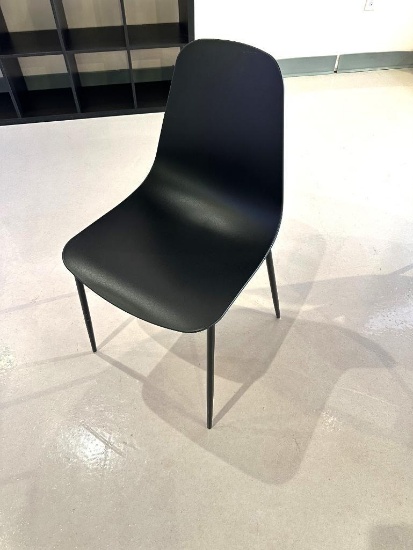 (2) BLACK CONTEMPORARY MODERN CHAIRS, STYLE-SCANDINAVIAN, 34.5"H X 18"W X 20.5"D,