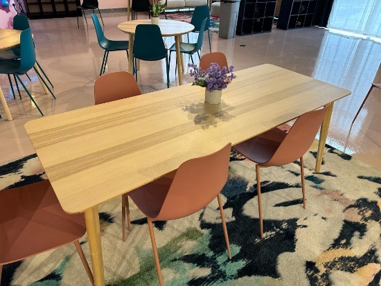 IKEA TABLE, NATURAL WOOD, RECTANGULAR TOP, 30-3/4" X 78-3/4" DIAMETER X 29-1/2"H,