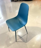 (2) TEAL BLUE CONTEMPORARY MODERN CHAIRS, STYLE-SCANDINAVIAN, 34.5
