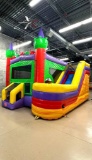 CASTLE COMBO XL THEMED INFLATABLE WITH INDOOR PLAYGOUND AND LANDING, 21'L X 16'W X 16'H, 320 LBS.