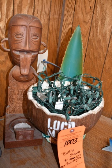 BOTTLE STANDS & LOCO NUT BOWL & LIGHTS