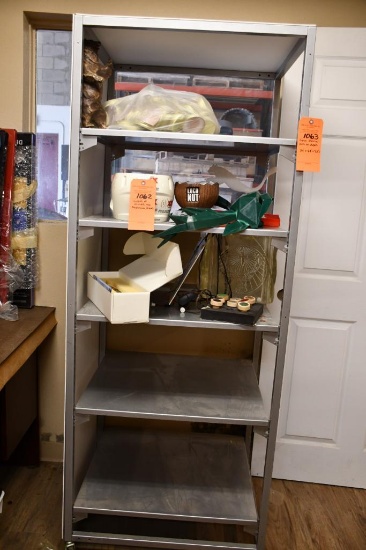 METAL SHELVING UNIT ON WHEELS, 24" X 28" X 72"T