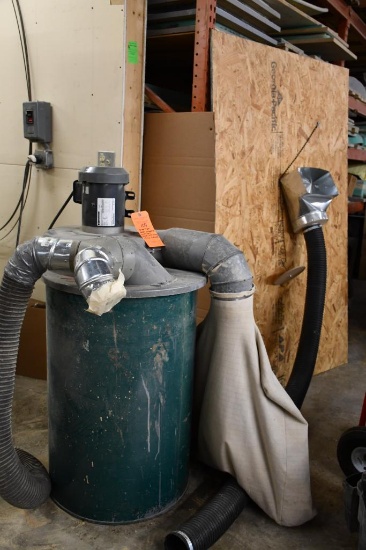DRUM TYPE DUST COLLECTOR, MULTI-PORT HEAD WITH HOSE, 1.5 H.P., 3 PHASE