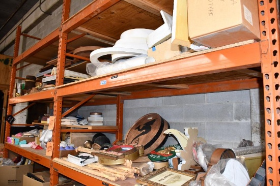 CONTENTS OF ALL LEVELS 2 SECTIONS OF PALLET RACKING: AD DISPLAYS-PARTIAL & COMPLETE, MOLDS, MISC.