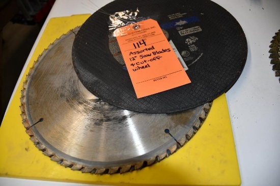 ASSORTED SAW BLADES AND CUT-OFF WHEEL - 12"