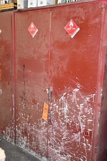 HAZMAT CABINET, PAINTED MAROON W/CONTENTS, 65"H X 43"W X 18"D