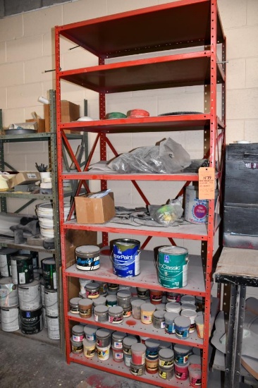 METAL SHELVING UNIT, 8 SHELVES, RED, NO CONTENTS!, 85"H X 36"W X 24"D