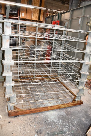 (9) SHELF ADJUSTABLE METAL MESH DRYING RACK ON CASTERS, 70"H X 48"D X 56"W
