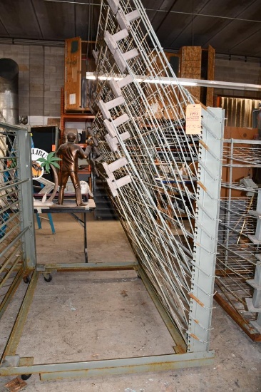 12 SHELF ADJUSTABLE METAL MESH DRYING RACK, 3" CASTERS, 65"H X 78"W X 44"D