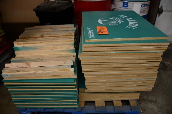 PALLET W/MELAMINE BOARDS, 2 X 2'S