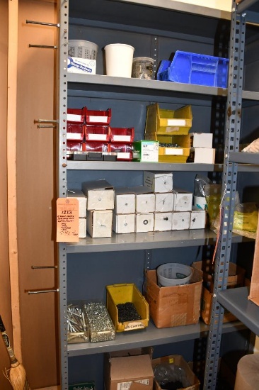 6 SHELF METAL SHELVING UNIT W/CONTENTS: NUTS, BOLTS, WASHERS, MISC., 75"H X 36"W X 12"D