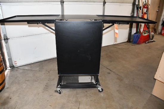METAL GAME/PUB TABLE WITH DROP DOWN LEAVES, UNIT PICTURED IS A REPRESENTATIVE, TABLE IS IN 3