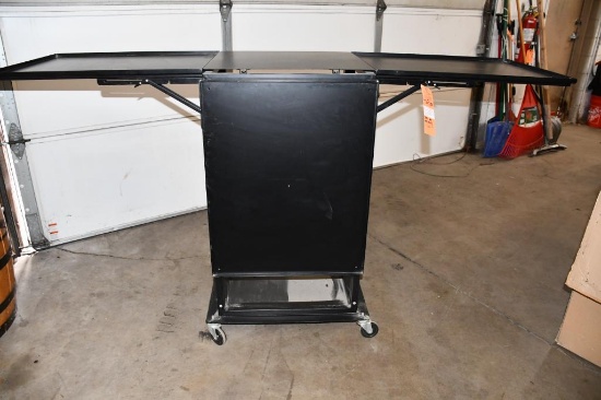METAL GAME/PUB TABLE WITH DROP DOWN LEAVES, UNIT PICTURED IS A REPRESENTATIVE, TABLE IS IN 3