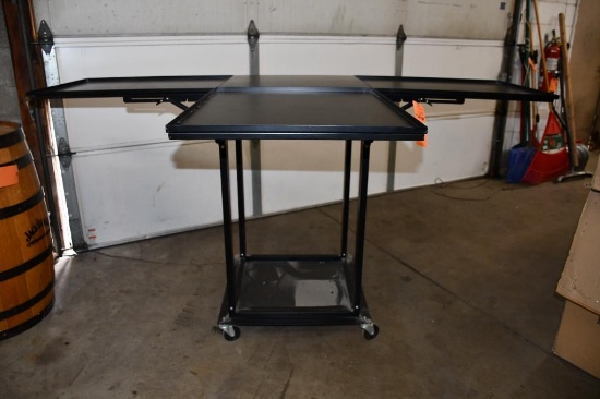 METAL GAME/PUB TABLE WITH DROP DOWN LEAVES, UNIT PICTURED IS A REPRESENTATIVE, TABLE IS IN 3